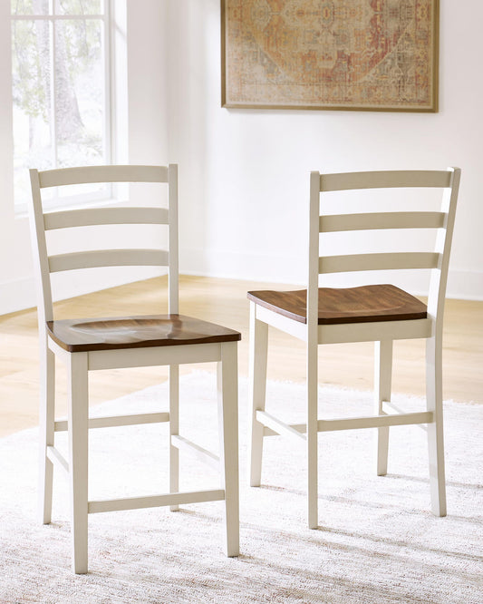 Jendanton - Barstool (Set of 2) - Brown / Antique White