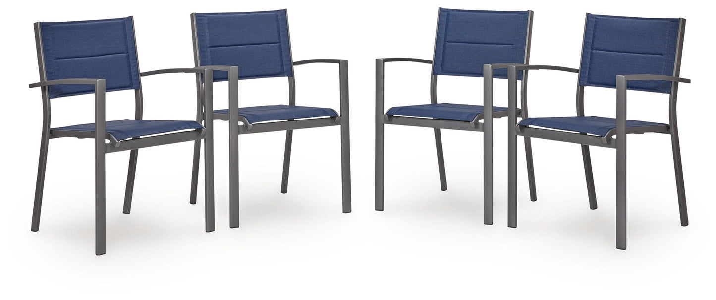 Point Bonita - Sling Arm Chair (Set of 4) - Blue / Gray