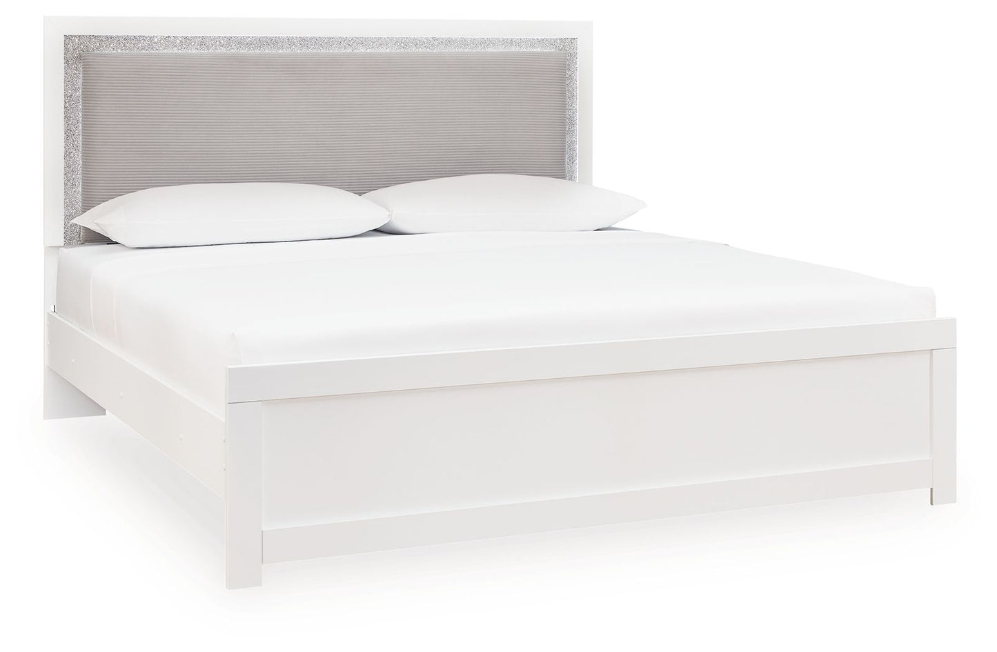 Raechalla - King Upholstered Panel Bed - White