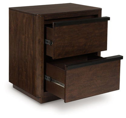 Kendamor - Two Drawer Night Stand - Dark Brown