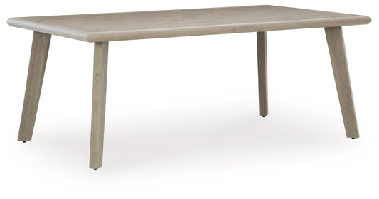 Carisbo - 7 Pc. - Dining Table With Umbrella Option, 4 Arm Chairs, 2 Rocking Arm Chairs - Beige