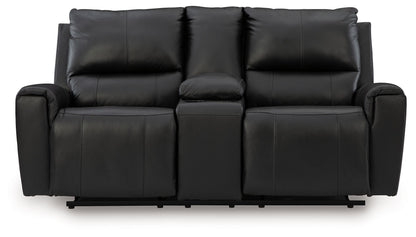 Danemere - Reclining Loveseat With Console - Black