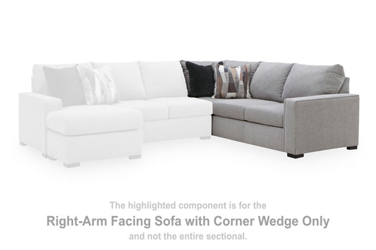 Lakepoint - RAF Sofa With Corner Wedge - Nickel