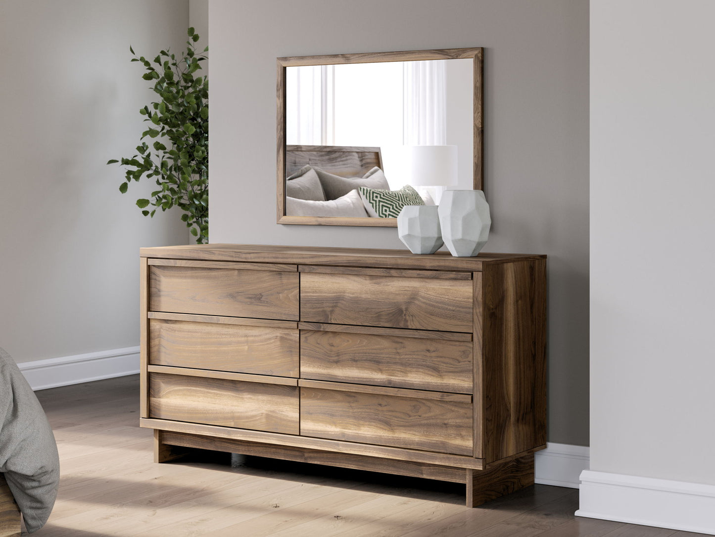 Zadilyn - Six Drawer Dresser And Mirror - Brown