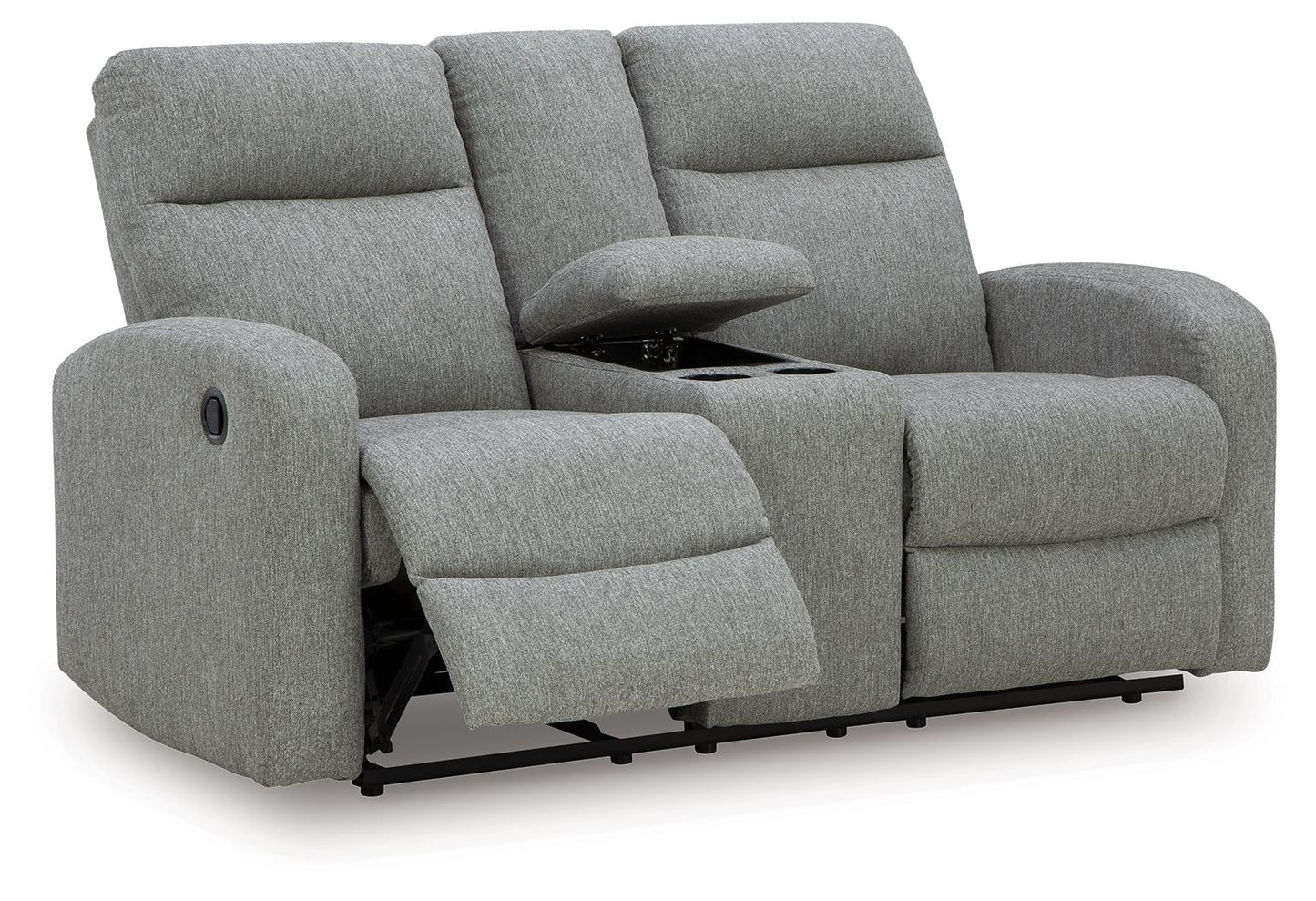 Moreau Place - Double Recline Loveseat With Console - Sterling