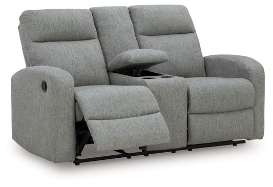 Moreau Place - Double Recline Loveseat With Console - Sterling