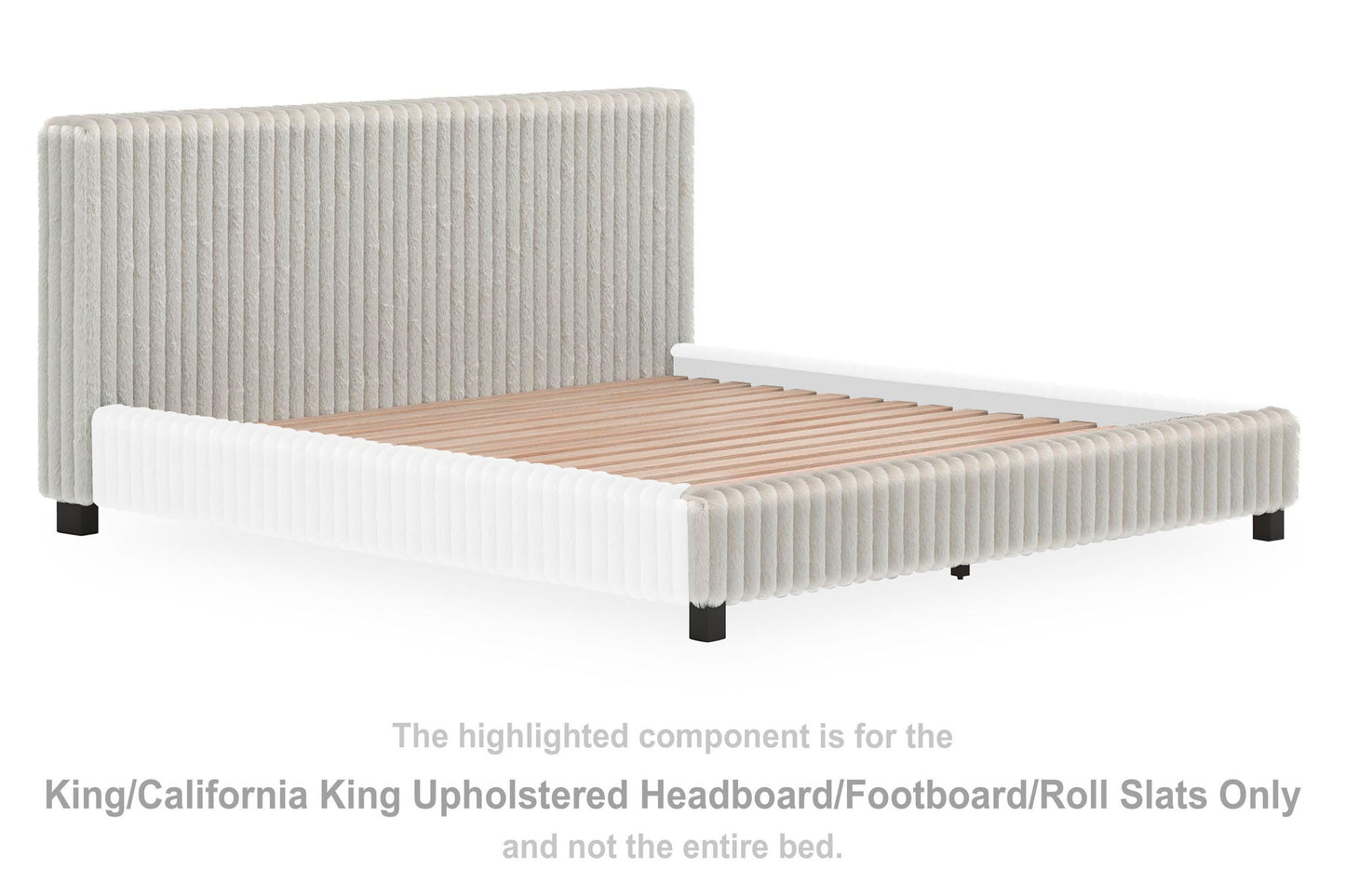 Birmonton - King / California King Upholstered Headboard / Footboard / Roll Slats - Gray