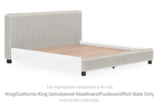 Birmonton - King / California King Upholstered Headboard / Footboard / Roll Slats - Gray