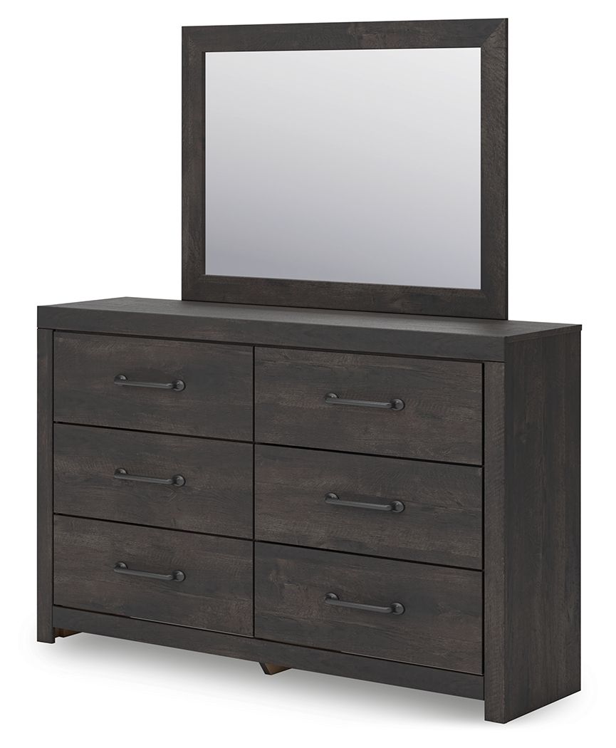 Delmorta - Dresser And Mirror - Dark Gray