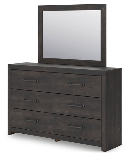 Delmorta - Dresser And Mirror - Dark Gray