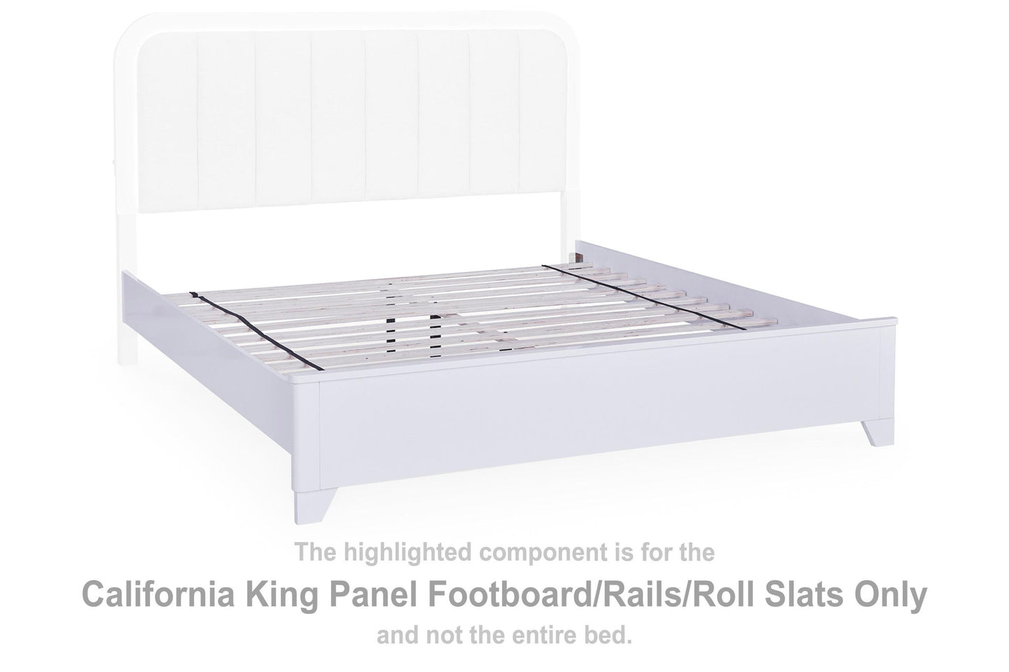 Frostlyn - California King Panel Footboard / Rails / Roll Slats - White