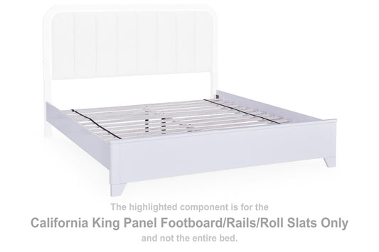 Frostlyn - California King Panel Footboard / Rails / Roll Slats - White