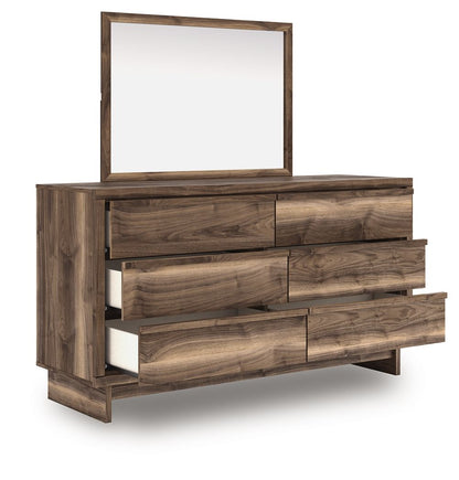 Zadilyn - Six Drawer Dresser And Mirror - Brown