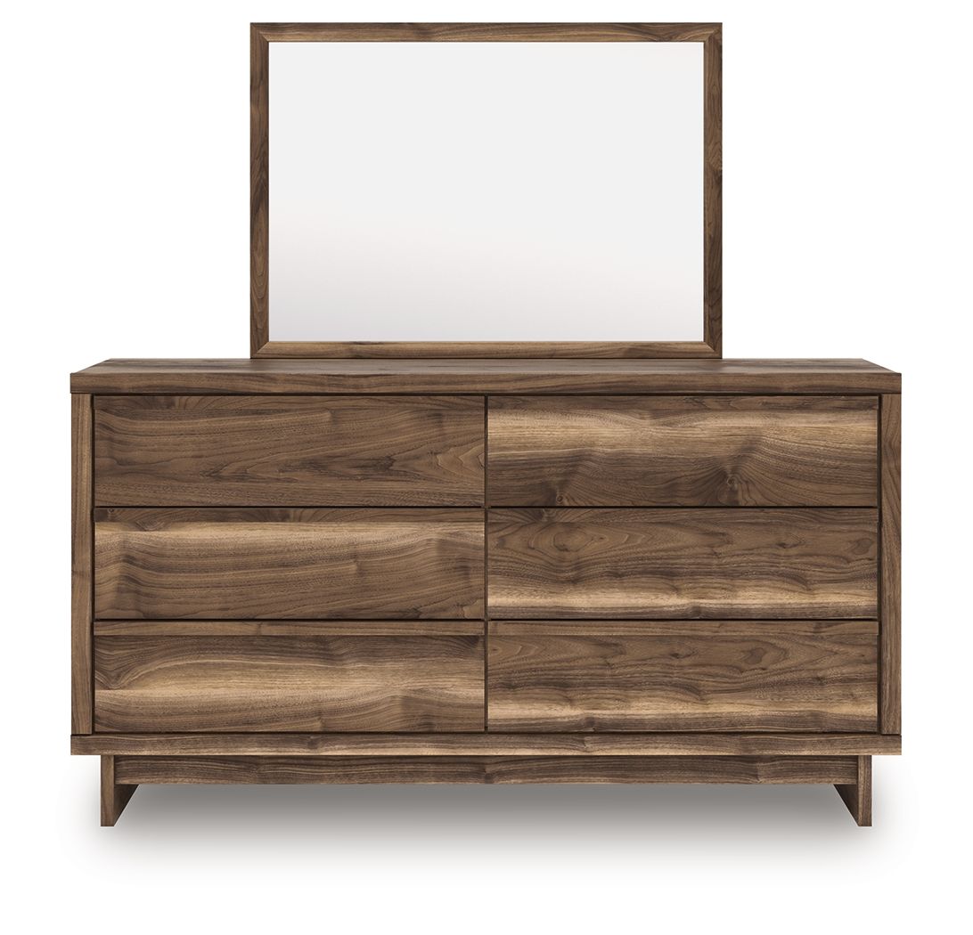 Zadilyn - Six Drawer Dresser And Mirror - Brown