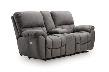Hadrian Pike - Power Recline Loveseat/Console/Adjustable Headrest - Galaxy
