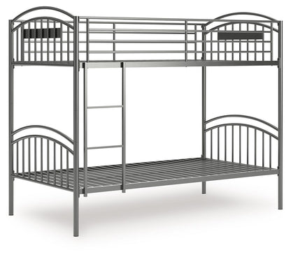 Hilletran - Twin/Twin Bunk Bed With Ladder - Gray