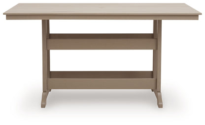 Sandy Dune - Rectangular Counter Height Dining Table With Umbrella Option - Medium Brown