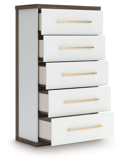 Mazilar - Five Drawer Chest - Brown / White