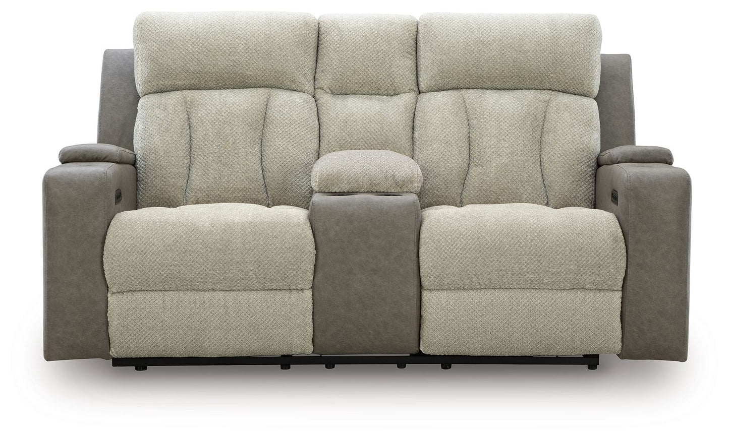 Stately Check - Power Reclining Loveseat With Console / Adj Headrest - Sisal