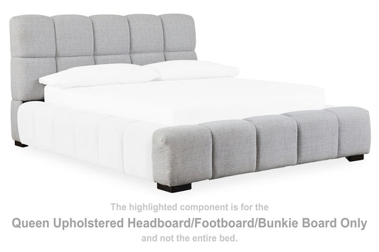 Jesstean - Queen Upholstered Headboard / Footboard / Bunkie Board - Light Gray