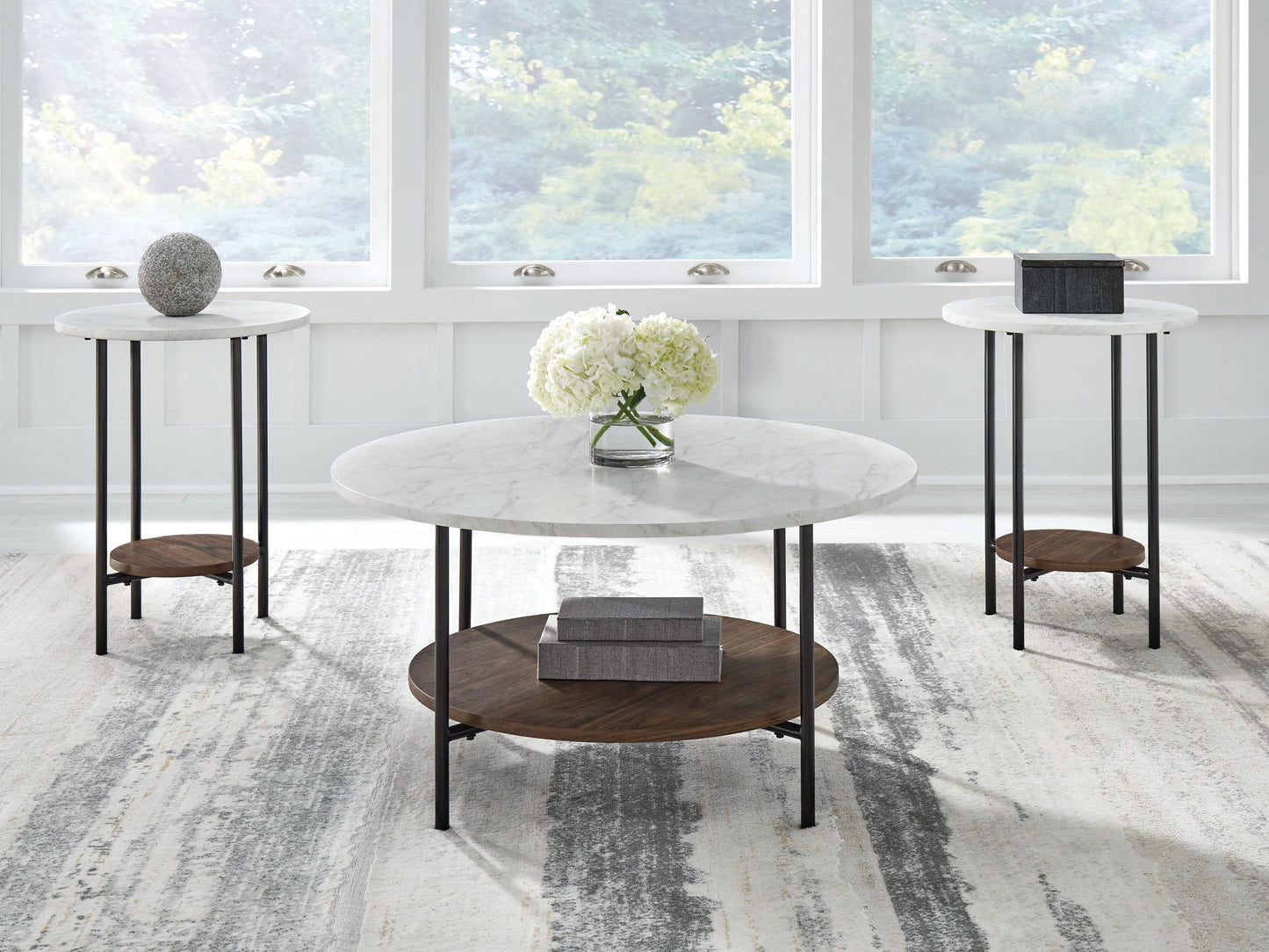 Wrenwich - Occasional Table Set (Set of 3) - Brown / Black / White