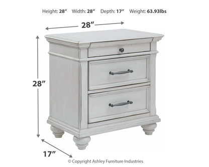 Kanwyn - Three Drawer Night Stand - Whitewash