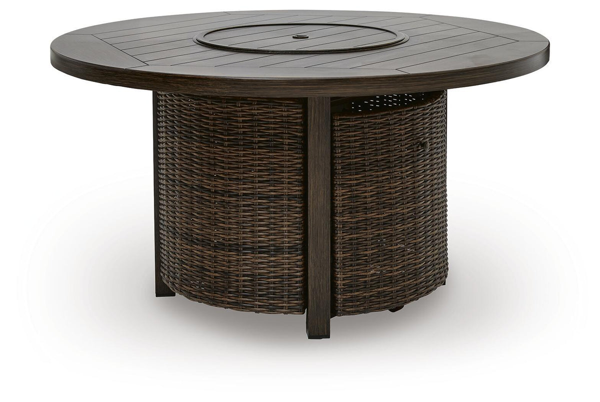 Drakes Beach - Round Fire Pit Table - Dark Brown
