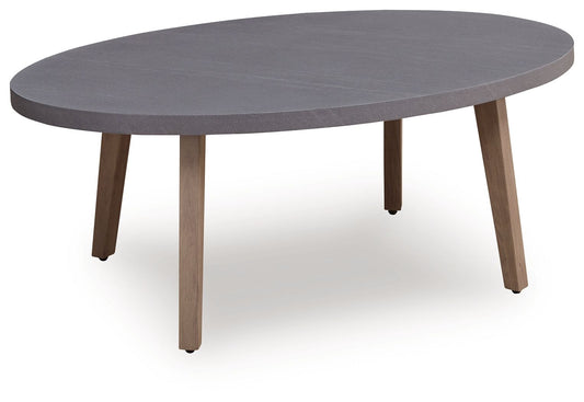 Francis Beach - Oval Cocktail Table - Natural / Gray