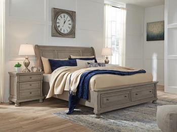Lettner - Queen Rails with Roll Slats - Light Gray