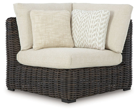Kimora - Corner With Cushion - Beige / Dark Brown