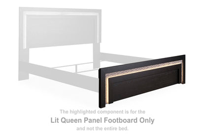 Shoralli - Lit Queen Panel Footboard - Black
