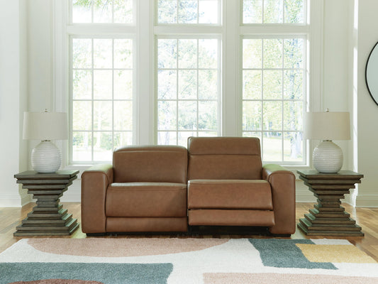 Rally-Up - 2-Piece Power Reclining Sectional Loveseat - Caramel