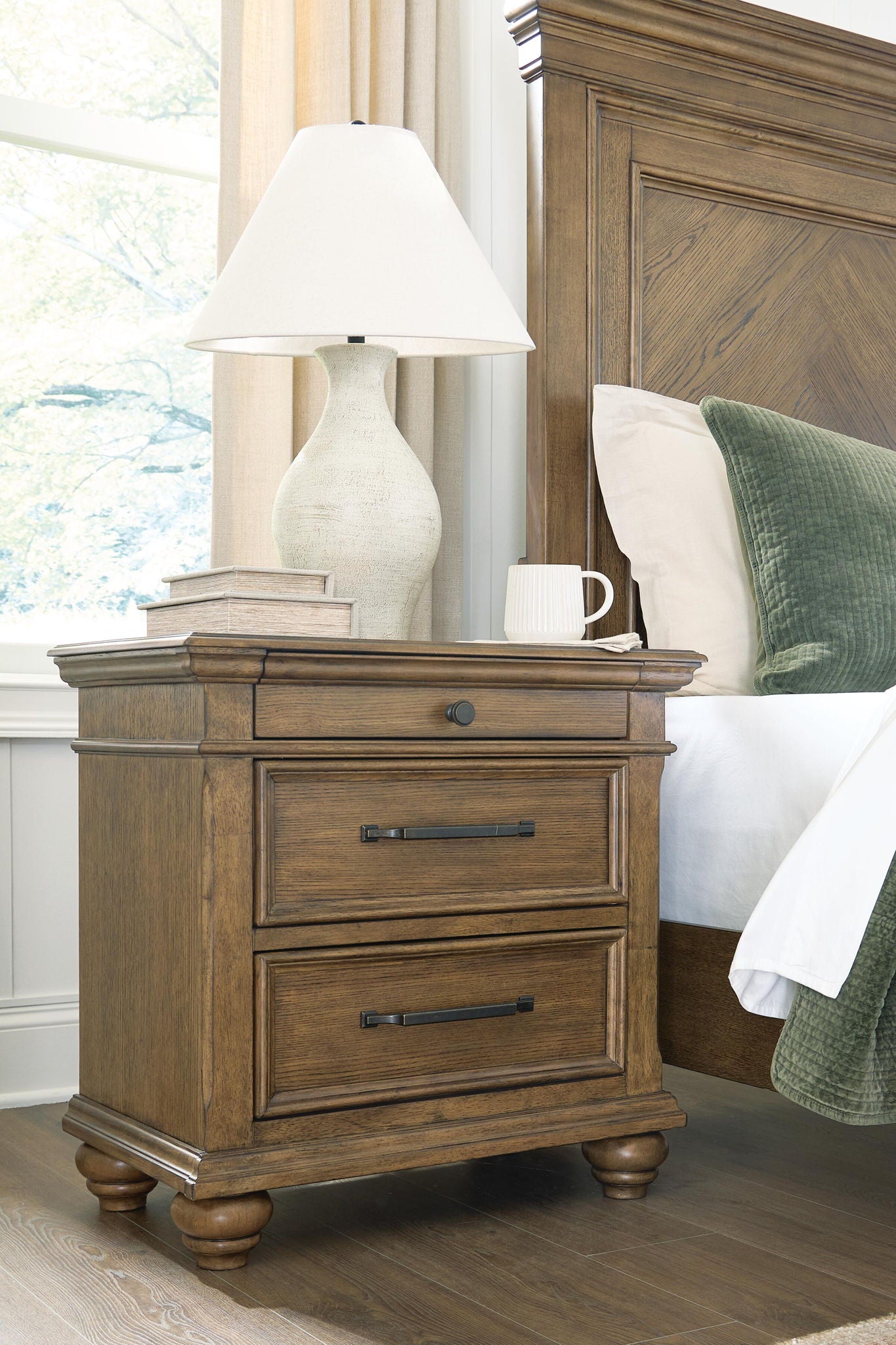 Waynely - Three Drawer Night Stand - Medium Brown