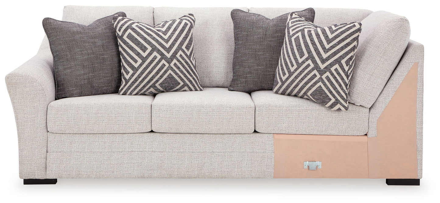 Koralynn - Laf Sofa with Corner Wedge - Stone