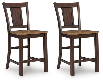 Anixburg - Barstool (Set of 2) - Light Brown / Dark Brown