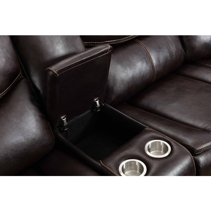 BROWN Faux Leather Modular Sectional Sofa w/ Power & USB