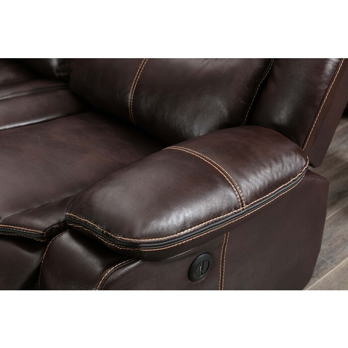 BROWN Faux Leather Modular Sectional Sofa w/ Power & USB