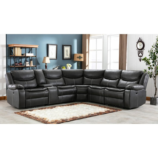 GRAY Faux Leather Modular Sectional Sofa w/ Power & USB