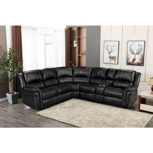 BLACK Air Leather Power Modular Recliners Sectional Sofa w/ USB