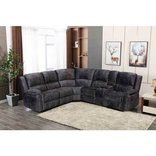 GRAY Velvet Power Modular Recliners Sectional Sofa w/ USB