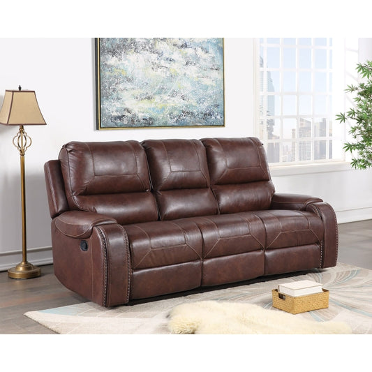 BROWN Manual Recliner Sofa w/ Drop Down + USB + 2 Outlets