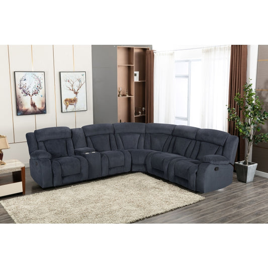 DARK GRAY Fabric Modular Sectional Sofa w/ Manual Recliner