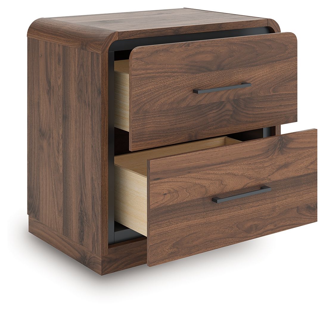 Hollinaze - Two Drawer Night Stand - Walnut Brown