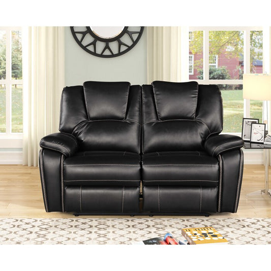BLACK Breathable Air Leather Recliner Loveseat