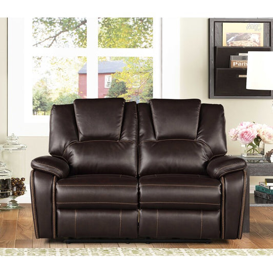 DARK BROWN Breathable Air Leather  Recliner Loveseat