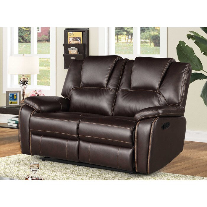 DARK BROWN Breathable Air Leather  Recliner Loveseat