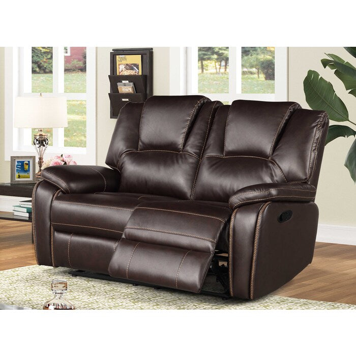 DARK BROWN Breathable Air Leather  Recliner Loveseat