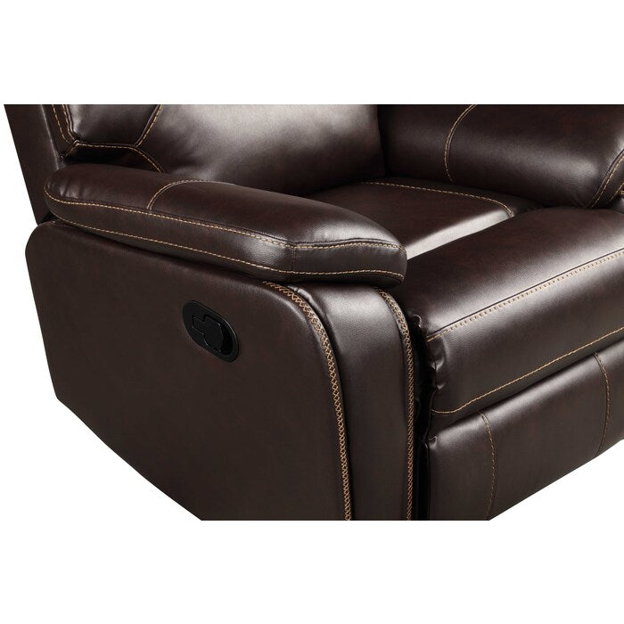 DARK BROWN Breathable Air Leather  Recliner Loveseat