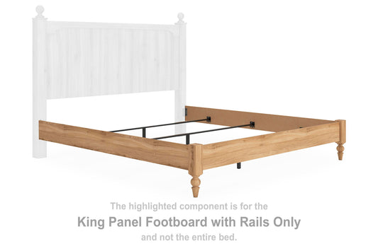 Galletyn - King Panel Footboard With Rails - Warm Brown