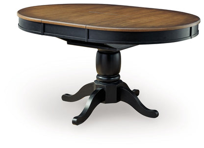 Loganeer - Oval Dining Room Butterfly Extension Table - Black / Brown